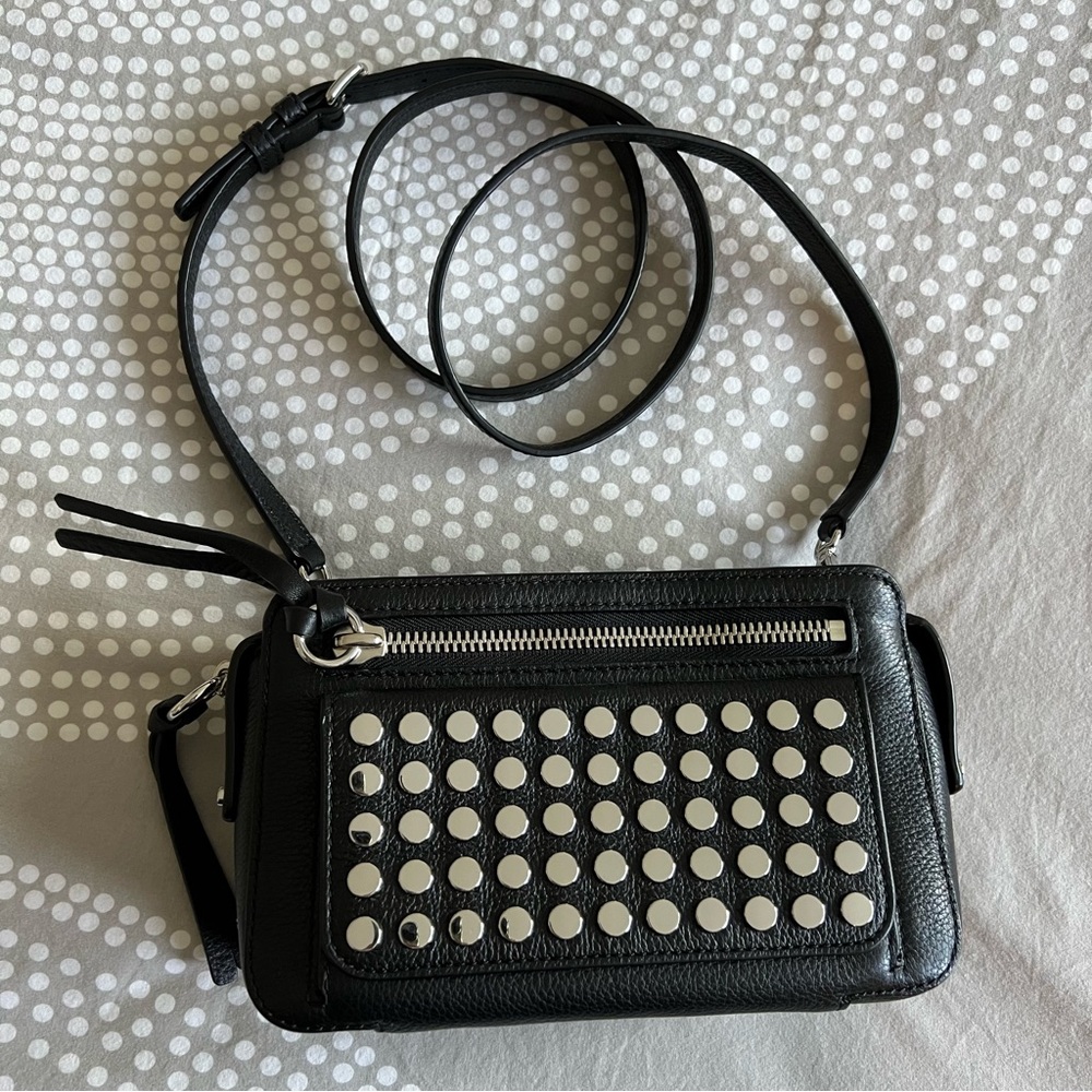 Michael Kors black studded Mitchell crossbody camera bag